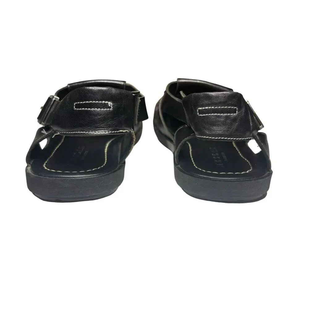 Mezlan Fisherman’s Sandals Leather Shoes Black Men’s Sz 7.5 Summer Made In Spain